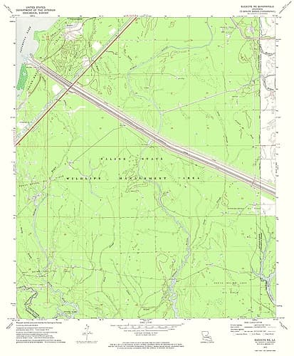 North East Buckeye Louisiana Quad - USGS 1972 Vintage Print