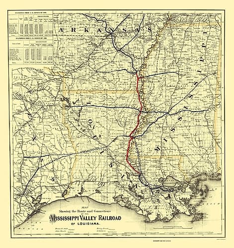 Mississippi Valley Railroad of Louisiana 1882 Vintage Print