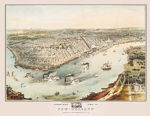 New Orleans Louisiana - Guerber 1851 Vintage Print
