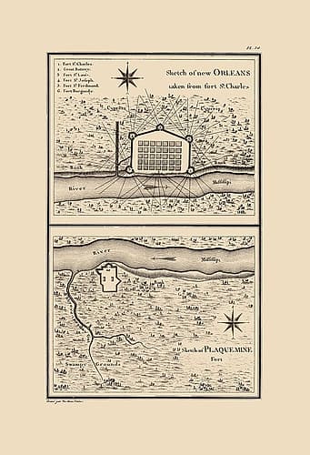 New Orleans Louisiana - Collot 1796 Vintage Print