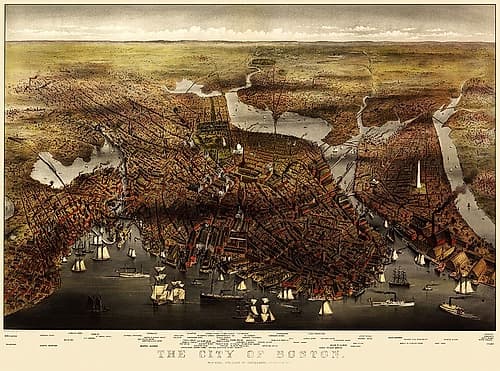 Boston Massachusetts - Currier 1873 Vintage Print