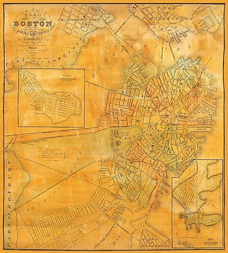 Boston, Charlestown, Cambridge Massachusetts Vintage Print