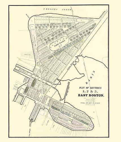 East Boston Massachusetts - Pendleton 1834 Vintage Print