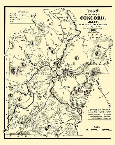 Concord Massachusetts - Pendleton 1830 Vintage Print