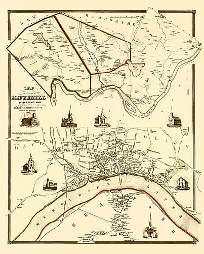 Haverhil Massachusetts Landowner - Jaques 1851 Vintage Print