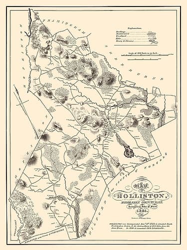 Holliston Massachusetts - Pendleton 1831 Vintage Print