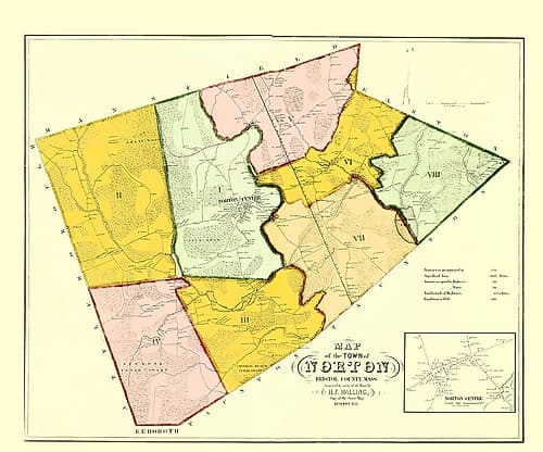 Norton Massachusetts - Walling 1855 Vintage Print