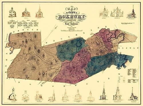 Roxbury Massachusetts - Boynton 1849 Vintage Print