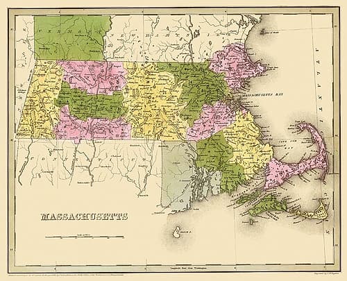 Massachusetts - Boynton 1841 Vintage Print