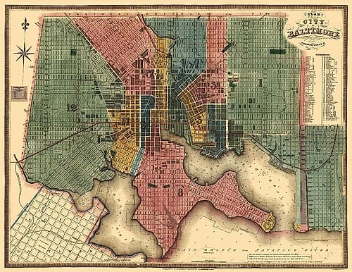 Baltimore Maryland - Lucas 1836 Vintage Print