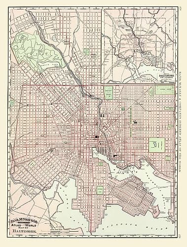 Baltimore Maryland - Rand McNally 1897 Vintage Print