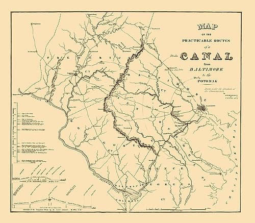 Baltimore to Potomac Canal, Maryland - Welch 1838 Vintage Print