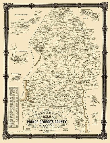 Prince George Maryland Landowner - Martenet 1861 Vintage Print