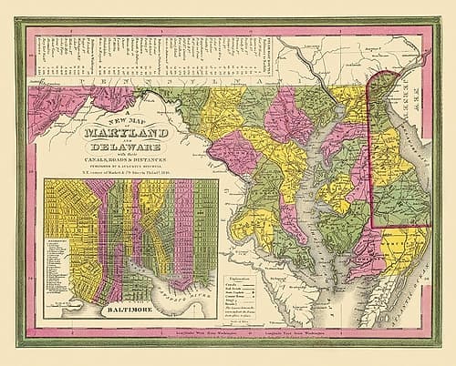 Maryland - Mitchell 1846 Vintage Print