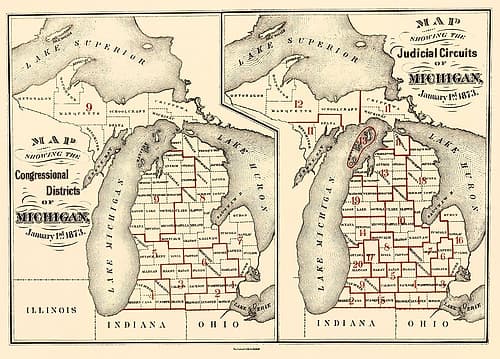 Michigan Congressional Districts, JC Vintage Print