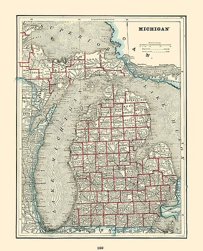 Michigan - Rathbun 1893 Vintage Print