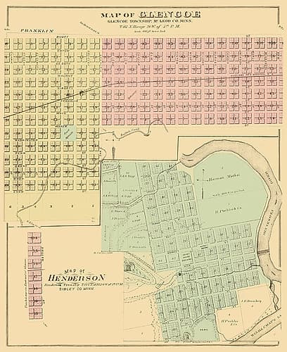 Glencoe, Henderson Minnesota - Andreas 1874 Vintage Print