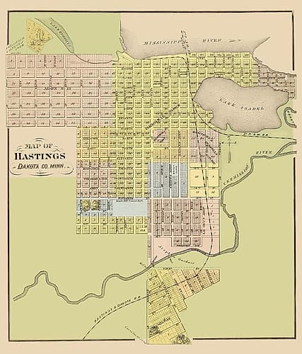Hastings Minnesota - Andreas 1874 Vintage Print