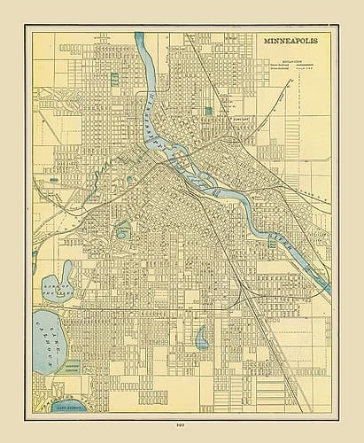 Minneapolis  Minnesota - Cram 1892 Vintage Print