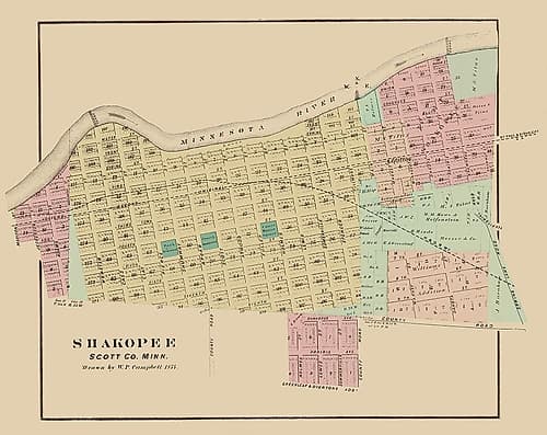 Shakopee Minnesota - Andreas 1874 Vintage Print