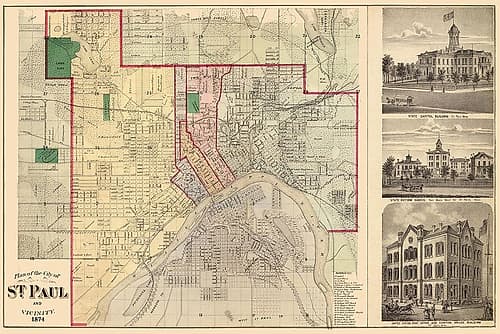 Saint Paul Minnesota Landowner - Andreas 1874 Vintage Print