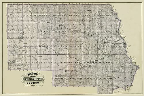 Stearns Minnesota Landowner - Andreas 1874 Vintage Print