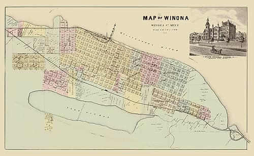 Winona Minnesota - Andreas 1874 Vintage Print