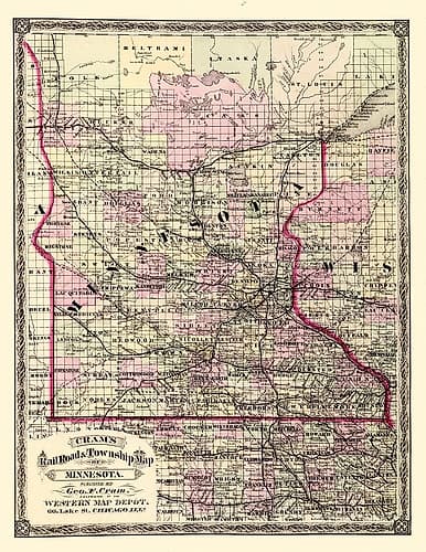 Minnesota - Cram 1875 Vintage Print