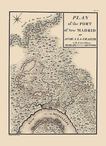 New Madrid Missouri - Collot 1796 Vintage Print
