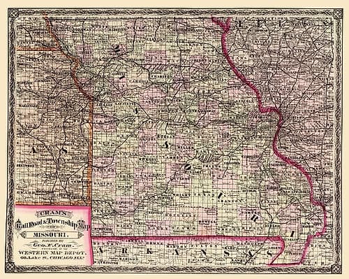 Missouri - Cram 1875 Vintage Print