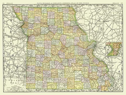 Missouri - Rand McNally 1897 Vintage Print
