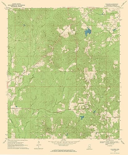 Paulding Mississippi Quad - USGS 1970 Vintage Print