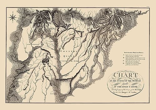 Mobile Yazoo River Source - Collot 1796 Vintage Print