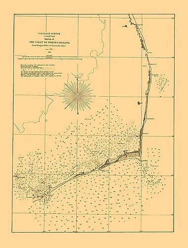 Oregon Inlet To Ocracoke Inlet - USCS 1861 Vintage Print