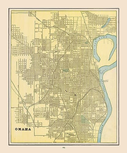 Omaha  Nebraska - Cram 1892 Vintage Print