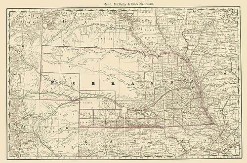 Nebraska - Rand McNally 1879 Vintage Print