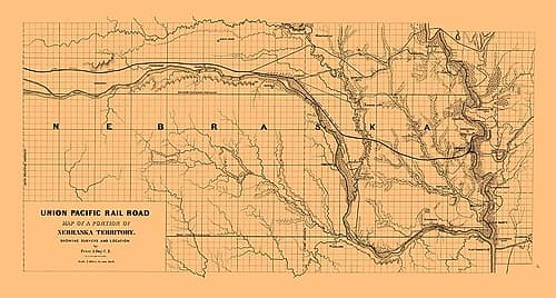 Union Pacific Railroad, Nebraska Territory 1865 Vintage Print