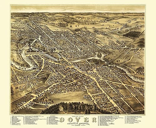 Dover New Hampshire - Brenner 1877 Vintage Print