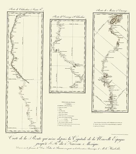 New Mexico Routes - von Humbolt 1807 Vintage Print