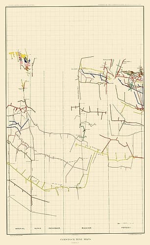 Comstock Mine Number Five Nevada - Becker 1882 Vintage Print