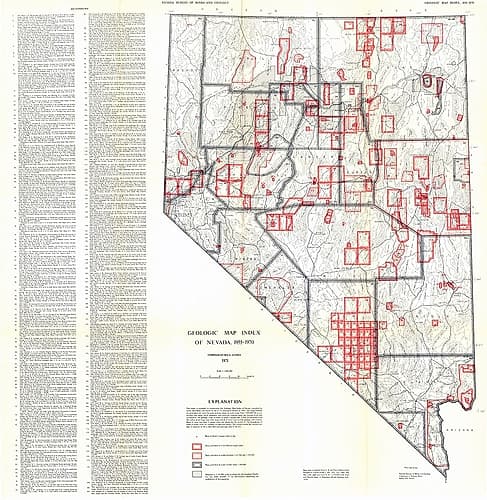 Geologic Index Nevada Mines - Lutsey 1955 Vintage Print