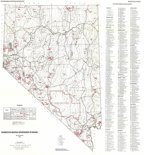 Radioactive Minerals Nevada Mines - Garside 1973 Vintage Print