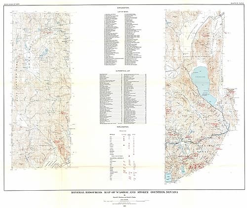 Washoe Storey Counties Mineral NV Mines Vintage Print