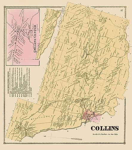 Collins New York Landowner - Stone 1866 Vintage Print