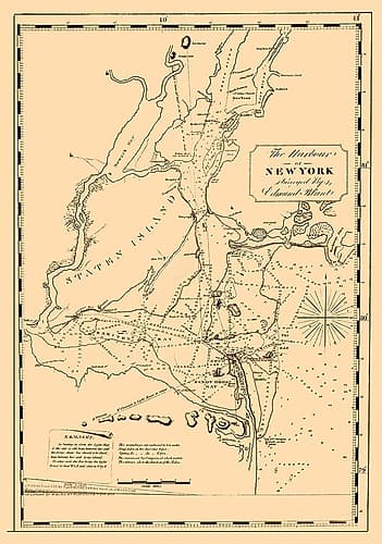 New York Harbor - Blunt 1827 Vintage Print