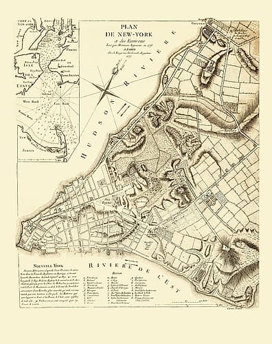 New York New York Planning - French Engineers 1775 Vintage Print