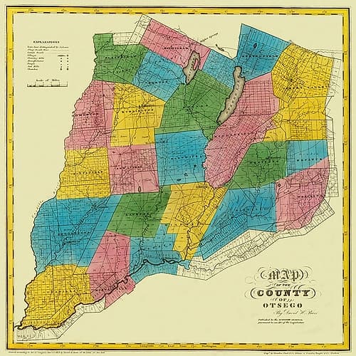 Otsego New York Landowner - Burr 1829 Vintage Print