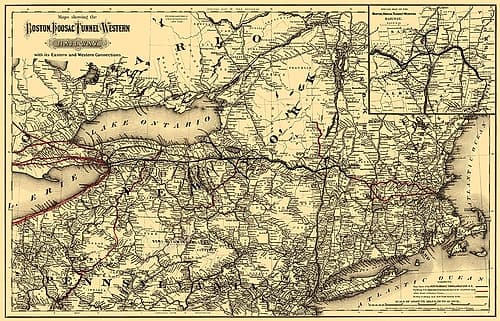 Boston, Hoosac Tunnel and Western Railway 1881 Vintage Print