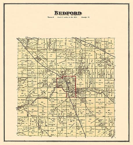 Bedford Ohio Landowner - Titus 1874 Vintage Print