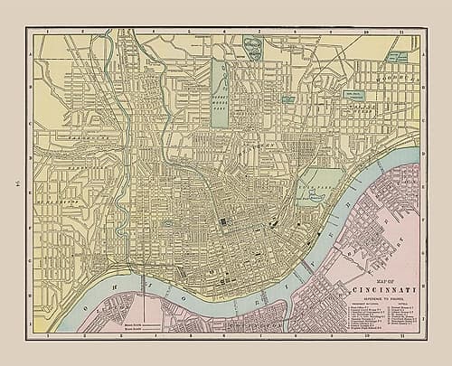 Cincinnati  Ohio - Cram 1892 Vintage Print